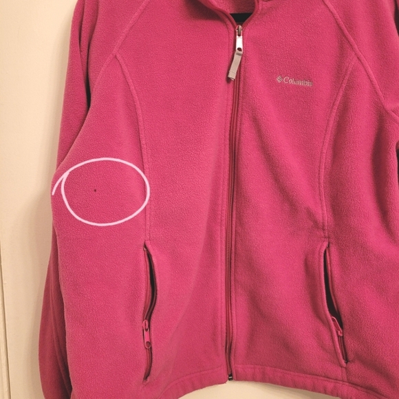 COLUMBIA Women's 2X plus size Fuchsia Pink full zip warm cozy fleece jacket - Picture 13 of 13